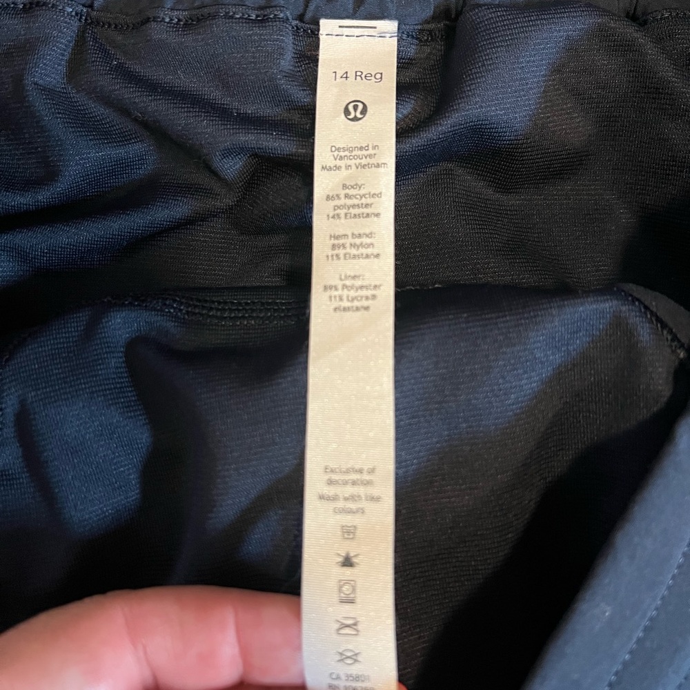 Lululemon short short. Lined running shorts essentially brand new! Navy.